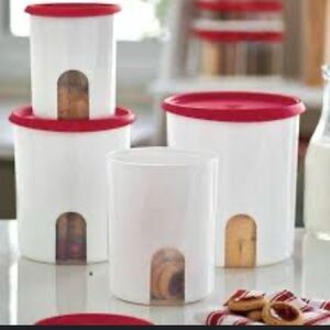 Tupperware Red and White Food Storage Set (4)